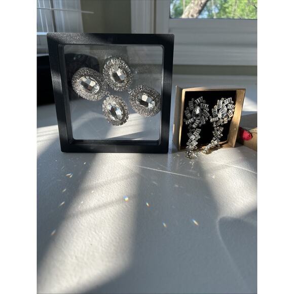 Unbranded Jewelry - Pageant Prom Earrings Large Rhinestone Crystal Silver Clear Lot Drag Chandelier